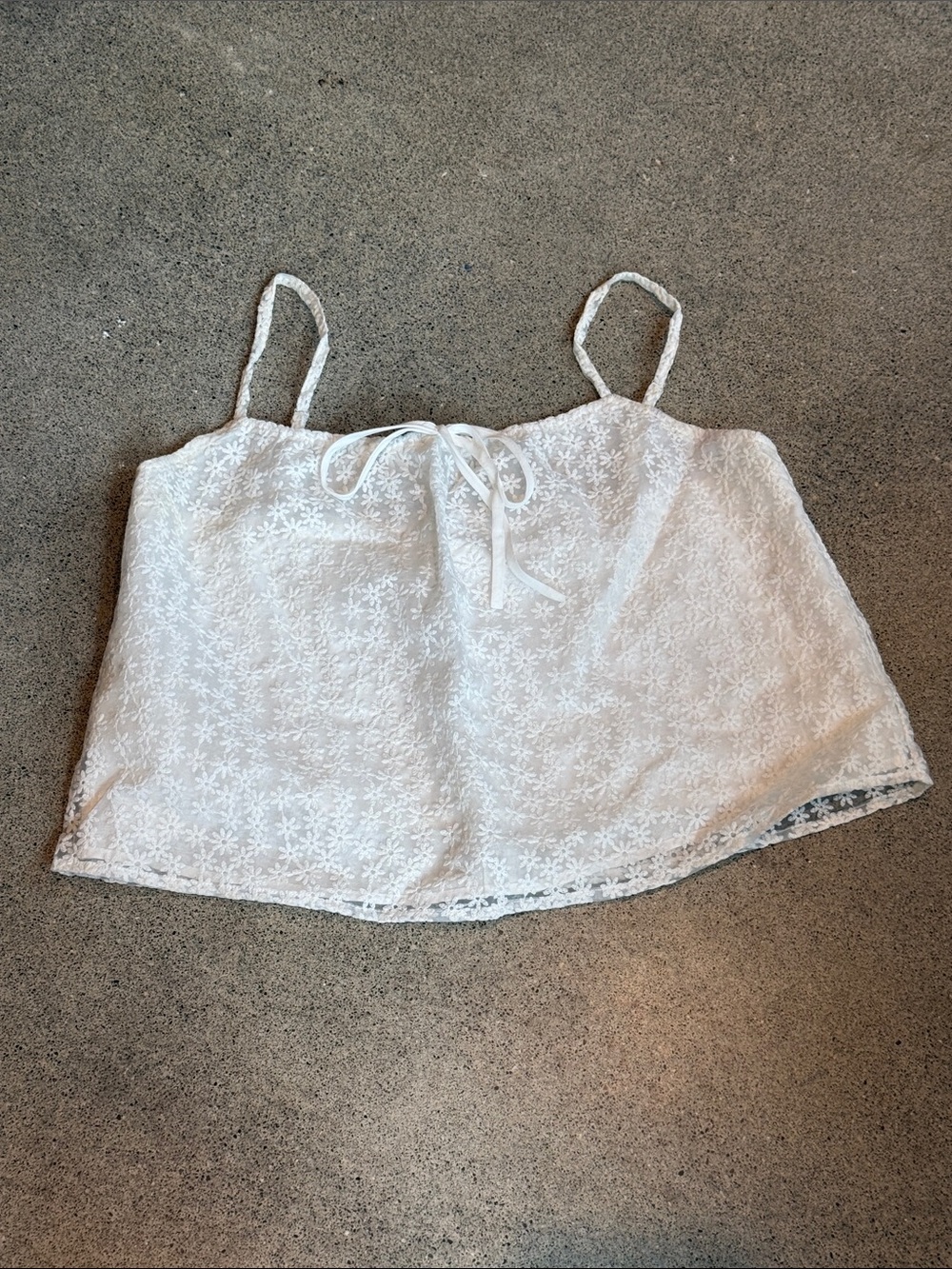 Gilli White Floral Lace Camisole with Front Tie